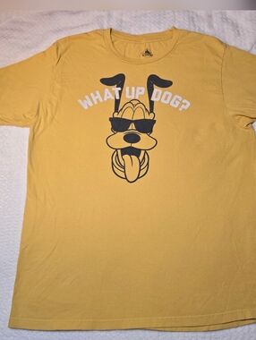 Disney Yellow Dog Graphic Tee with Black Print